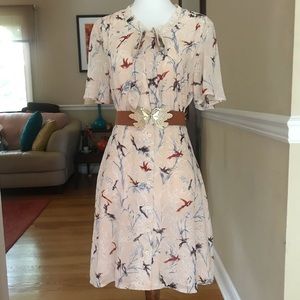 🌿 Miss Patina Tie Neck Bird Dress in UK 10